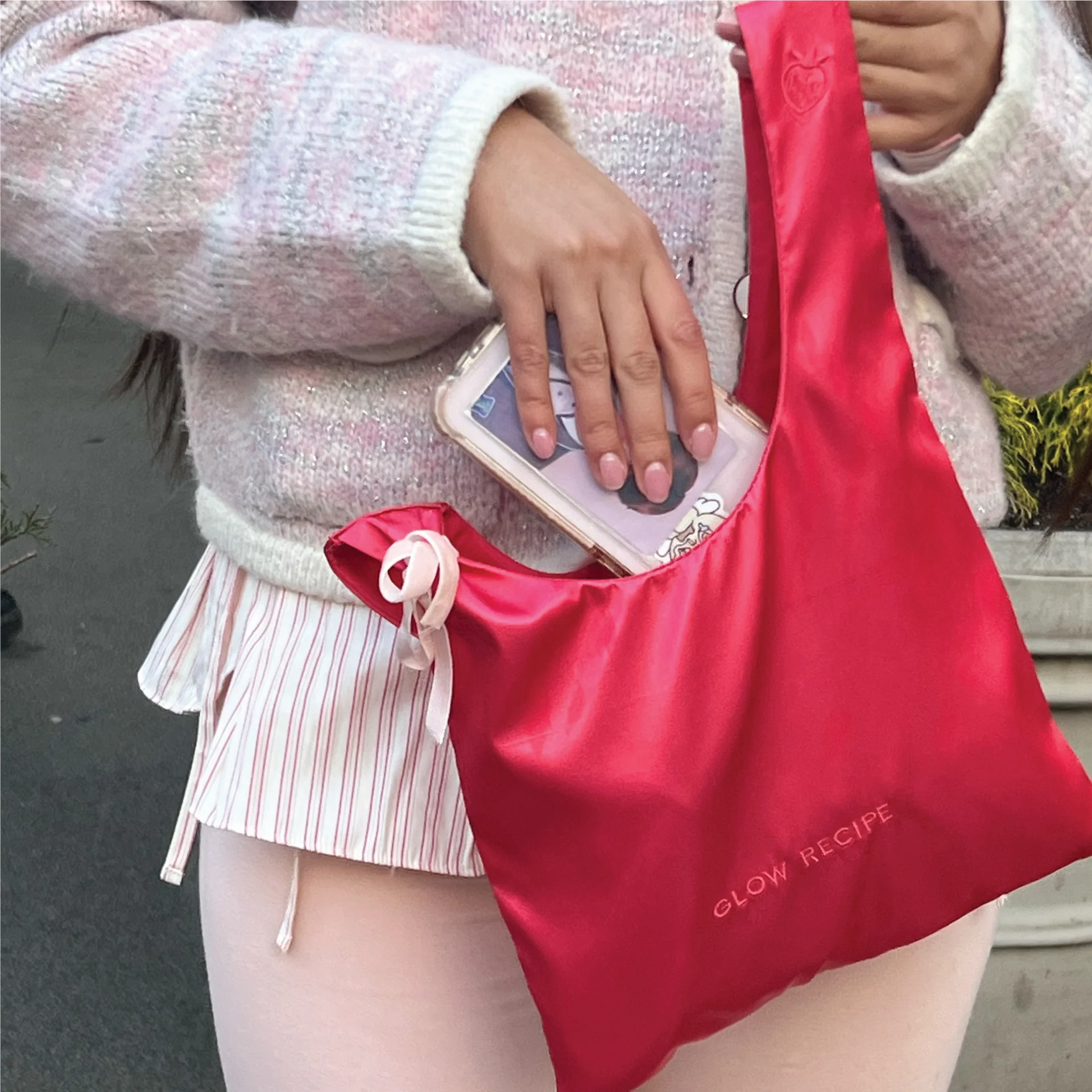 Strawberry Satin Knot Bag - Image 3